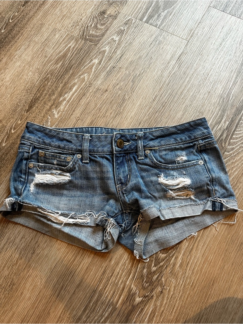 American Eagle Outfitters Distressed Blue Jean Shorts